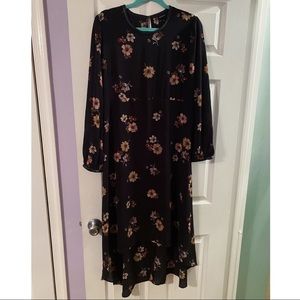 Black Floral Long Sleeve Dress
